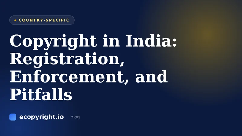 Copyright in India: Registration, Enforcement, and Pitfalls — Country-Specific